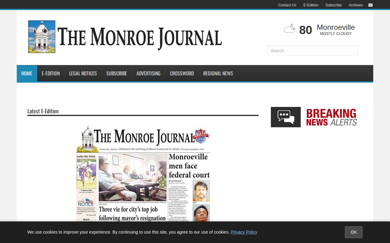 Monroe Journal local newspaper landing page